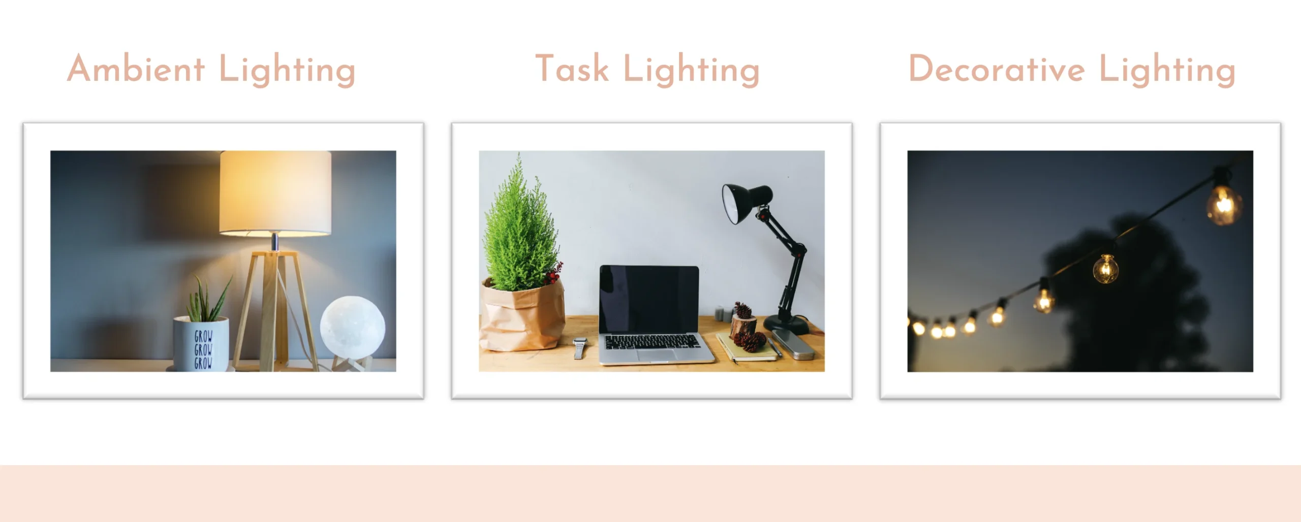 ambient lighting, task lighting and decorative lighting example