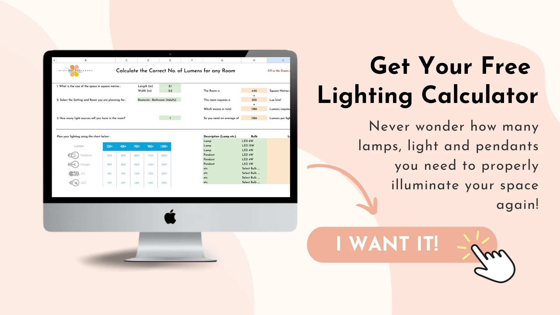 Free lumens lux lighting calculator resource opt in